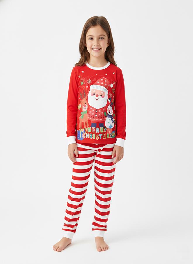 babyqlo Unisex Red Santa Stripe Glow Pajama Set - Image 2