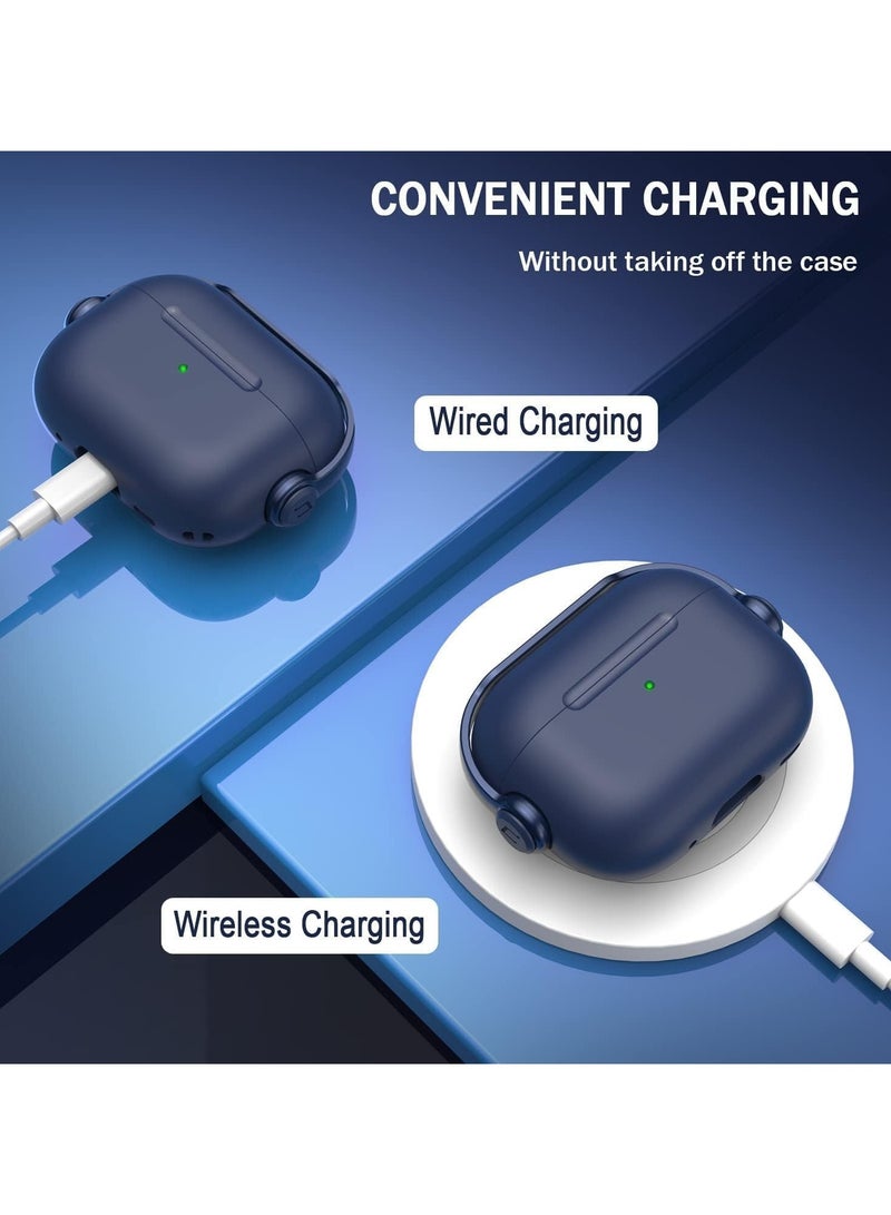 Case for Airpods 3 Protective Case (With Closure Lid) (Front LED Visible) (With Wrist Strap) Skin Case Compatible with Airpods 3 3rd Generation 2021(Blue) - Image 5