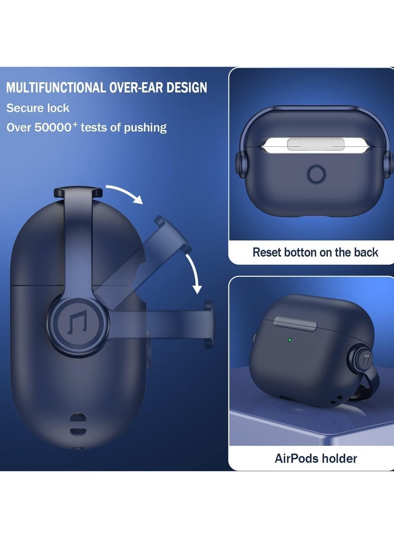 Case for Airpods 3 Protective Case (With Closure Lid) (Front LED Visible) (With Wrist Strap) Skin Case Compatible with Airpods 3 3rd Generation 2021(Blue) - Image 4