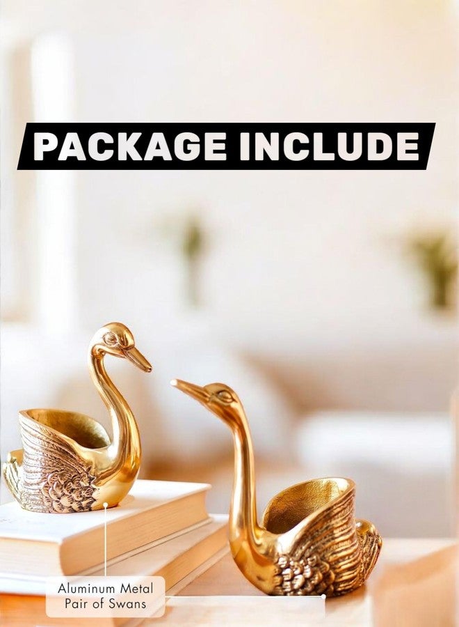 MAXXINN Aluminium Swan Pair Candle Holder Showpiece | Golden Swan Couple for Home Decor | Romantic Swan Figurines for Anniversary, Valentine’s Day & Gifting (Set of 2) - Image 5