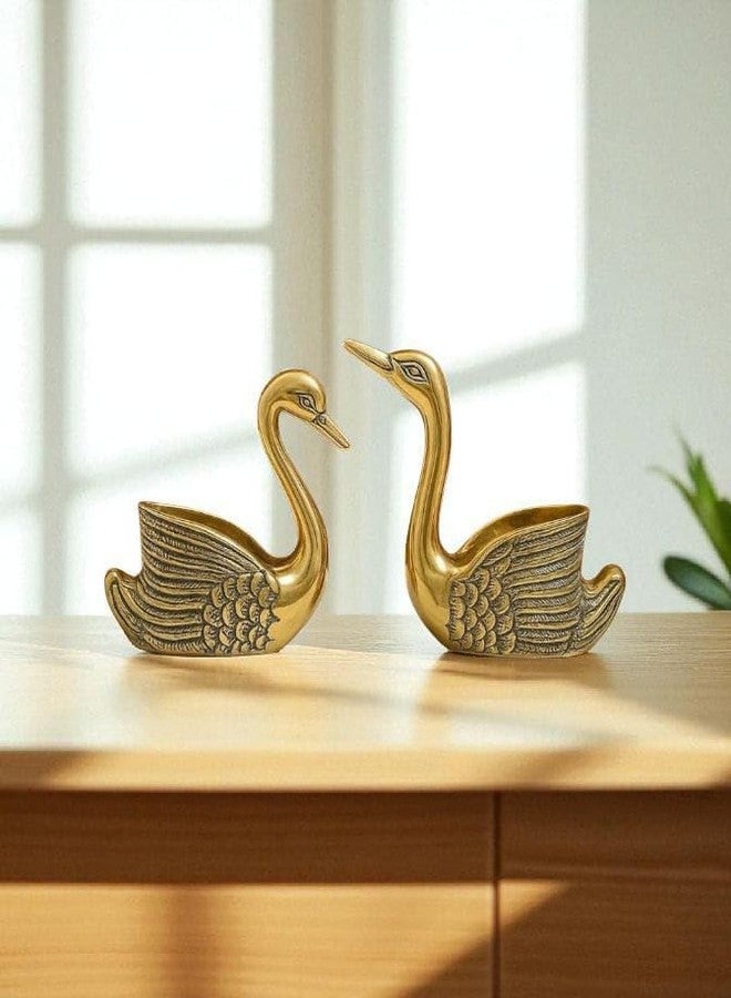 MAXXINN Aluminium Swan Pair Candle Holder Showpiece | Golden Swan Couple for Home Decor | Romantic Swan Figurines for Anniversary, Valentine’s Day & Gifting (Set of 2) - Image 3