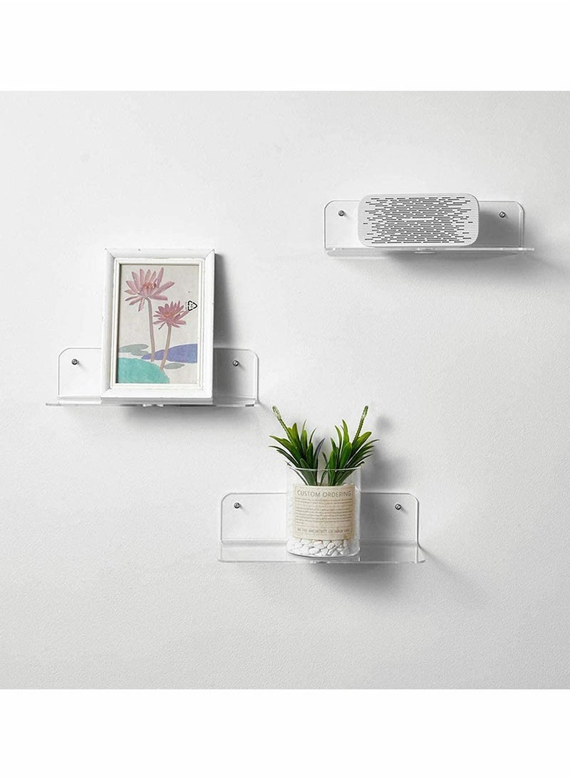 Excefore - Acrylic Shelves Wall Bookshelf for Kids Toy, Clear Invisible Small Picture Ledge Window Shelf,Floating Book Shelves for Kids Room Nursery Wall Rack, Easily Expand Wall Space, 2 Pcs - Image 1