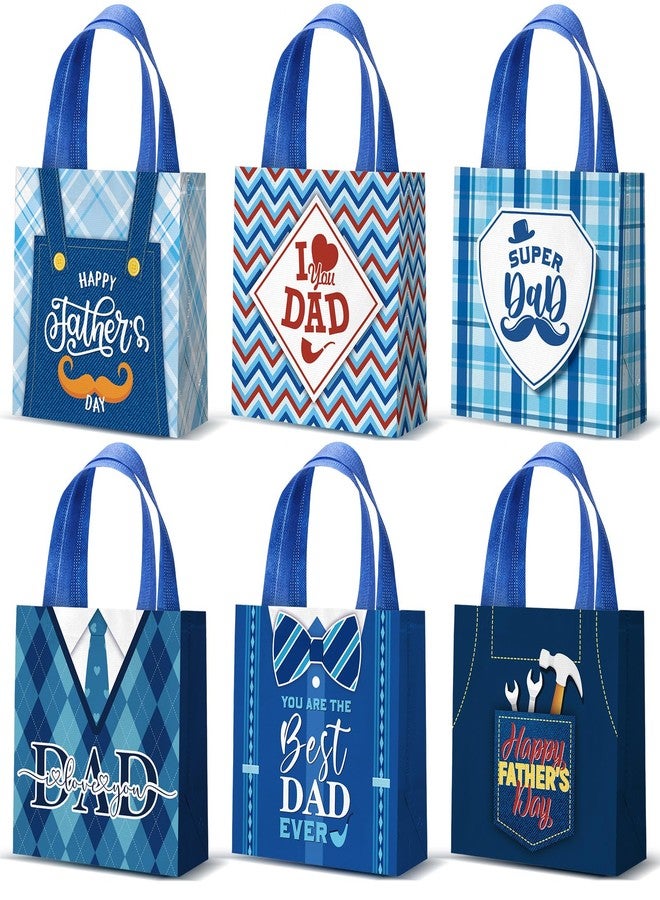 Reallnaive 24 Pieces Father's Day Goodie Bags Bulk Reusable Best Dad Gift Tote Bags with Handles Non Woven for Fathers Party Treat Supplies - Image 1