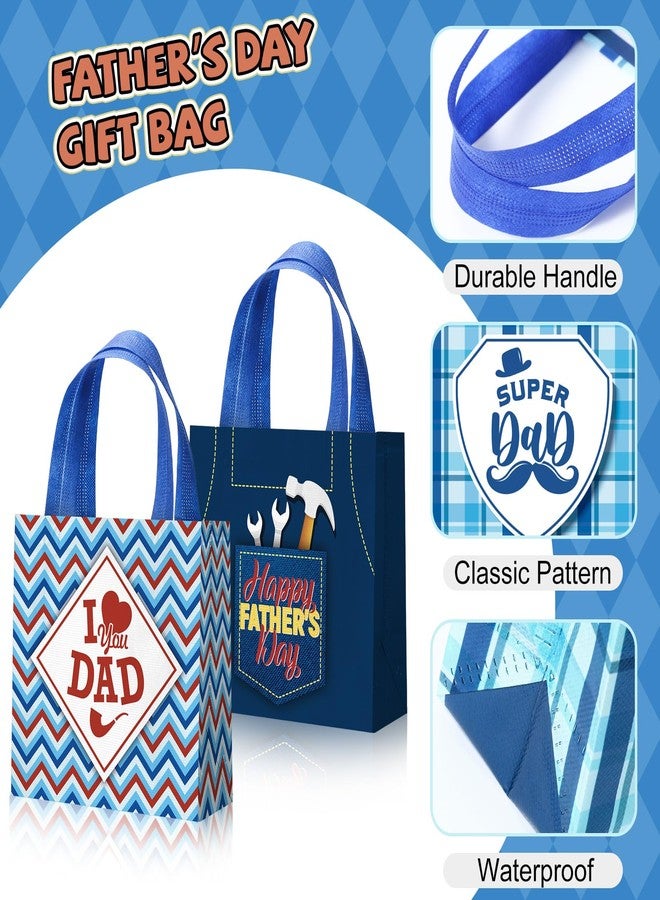 Reallnaive 24 Pieces Father's Day Goodie Bags Bulk Reusable Best Dad Gift Tote Bags with Handles Non Woven for Fathers Party Treat Supplies - Image 4