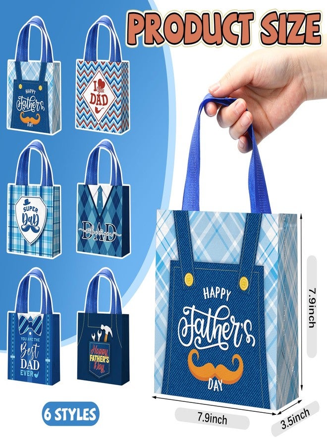 Reallnaive 24 Pieces Father's Day Goodie Bags Bulk Reusable Best Dad Gift Tote Bags with Handles Non Woven for Fathers Party Treat Supplies - Image 2