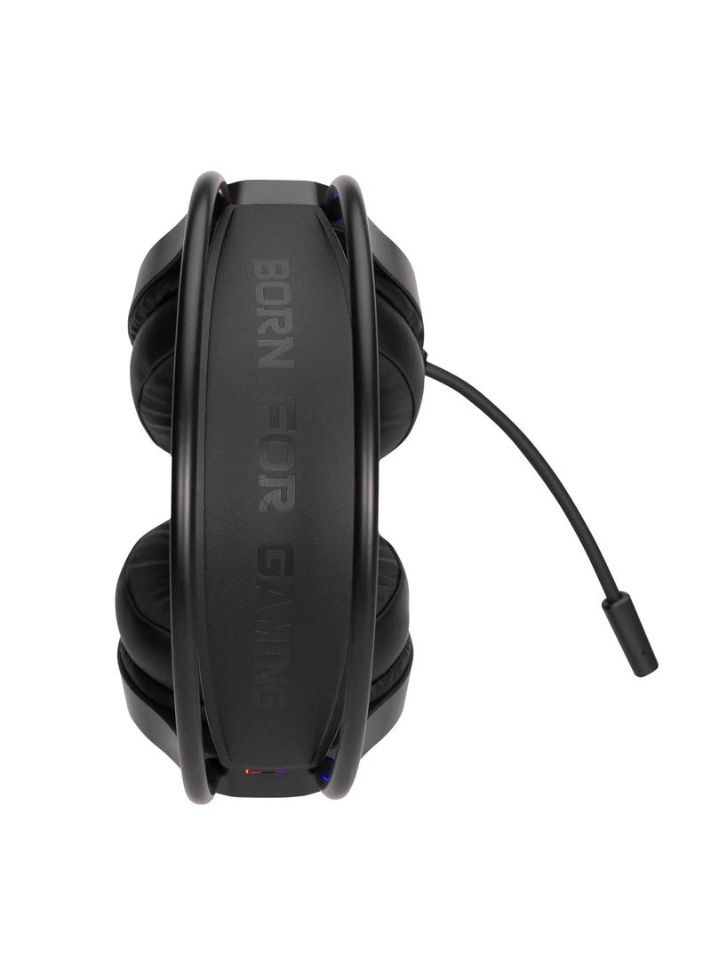 MARVO - Wired Backlit  stereo Gaming Headset technology H8326 Akari 30 (RGB) , USB+3.5mm with 360°omnidirectional Mic, Volume adjustment - Black - Image 1