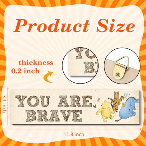 BirtDerr Winnie Room Decor- the Pooh Sign-Wooden Baby Stuff-Vintage Nursery Decor-4PCS Wall Decor Wall Art(Classic)-You Are Kind Brave - Image 2