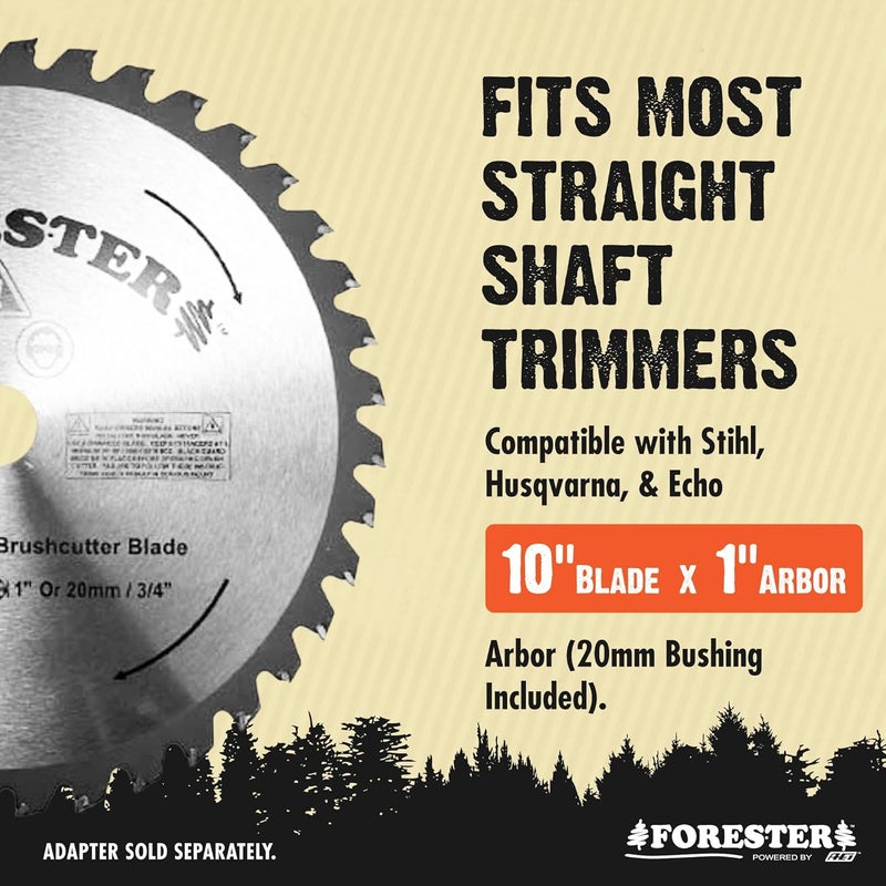 FORESTER Carbide Tip Brush Cutter Blade - 10in x 40 Teeth | Fits Most Straight Shaft Trimmers | Conversion Kit Sold Separately - Image 2