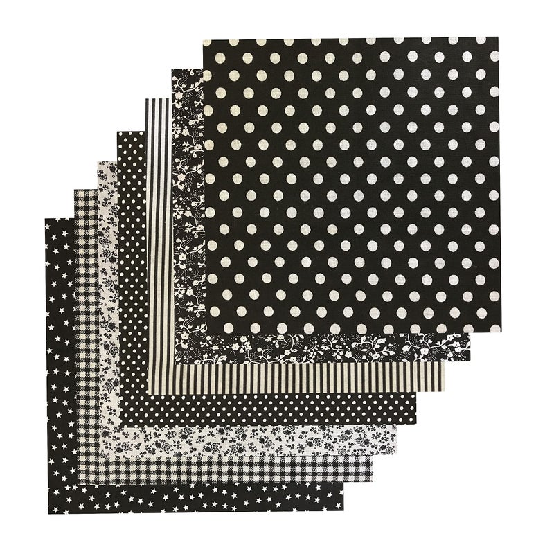 OZXCHIXU 7PCS/lot Black Series Floral Cotton Craft Fabric Textile Quilting Sewing Patchwork Fabric Fat Quarter Bundles for Scrapbooking Cloth Sewing DIY Crafts Pillows and Masks - Image 4