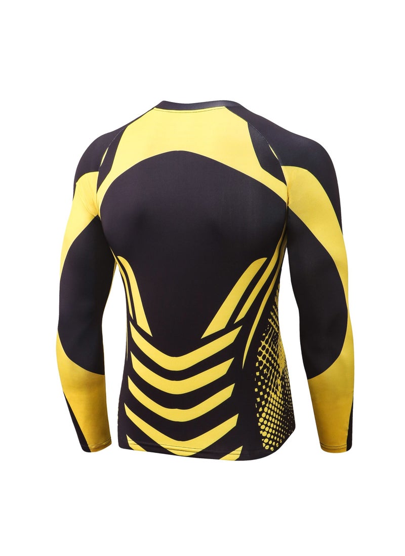 Loquat Men Quick Dry Breathable Long Sleeve T-Shirt Black/Yellow  - Image 2