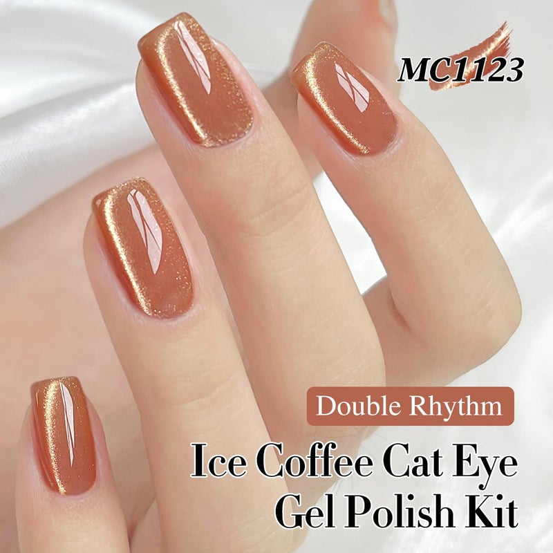 Double Rhythm 6 Colors Cat Eye Gel Polish Set Shimmer Glitter with Magnet Holographic Reflective Magnetic UV Nail Art Kit (6-Kit 42) - Image 2