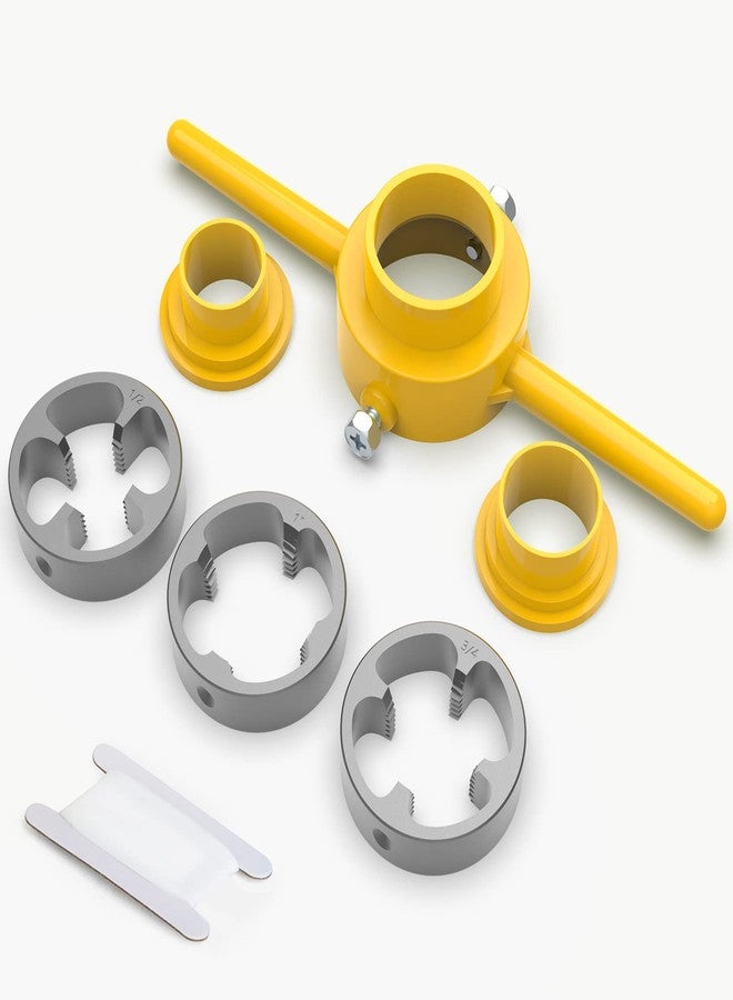 MEANLIN PVC Thread Maker Tool, NPT Die Set, Pipe Threader Plumbing Tool, with 3 Dies,1/2", 3/4", 1", Pipe Threader Kit - Image 1