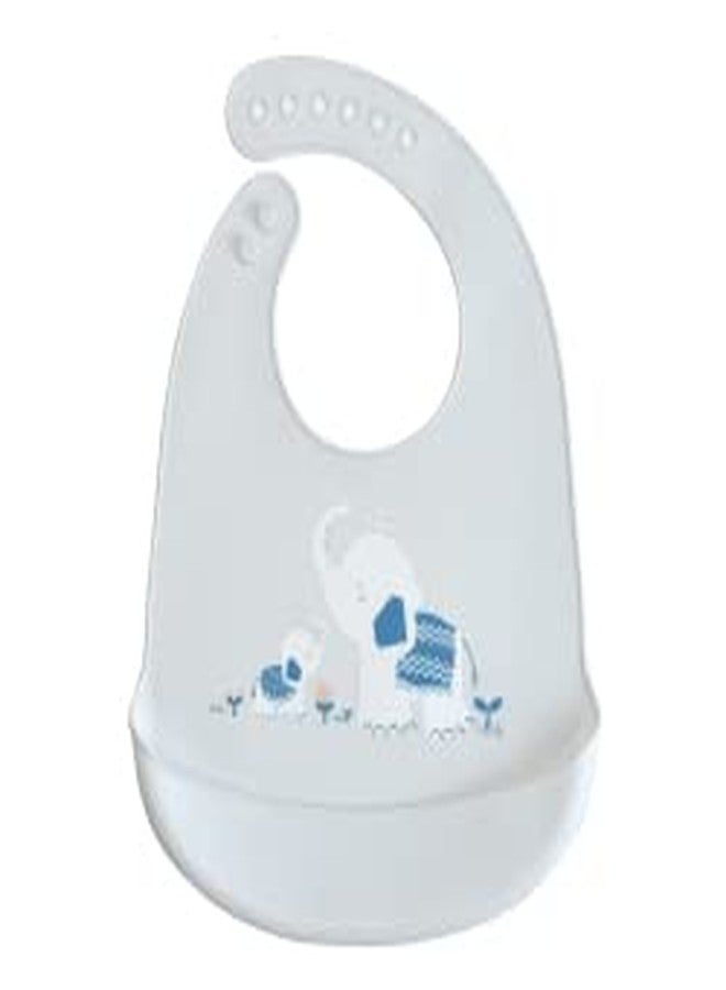 AUSHA Cute Design 6 hole Waterproof Soft Silicone Baby Bib for 0-6 years (Grey) - Image 1