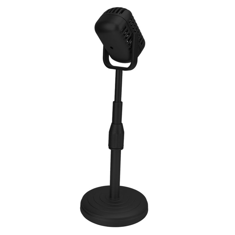Simulation Old Fashioned Microphone Model with Stable Base and Support Rod Retro Style Mic Prop Set for Photography Black - Image 3