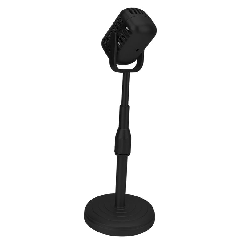 Simulation Old Fashioned Microphone Model with Stable Base and Support Rod Retro Style Mic Prop Set for Photography Black - Image 5