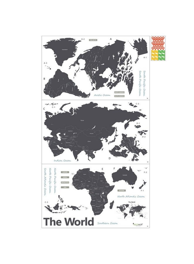 DECOWALL DLT-1609G Modern Grey World Map Kids Wall Decals Wall Stickers Peel and Stick Removable Wall Stickers for Kids Nursery Bedroom Living Room (XLarge) - Image 5