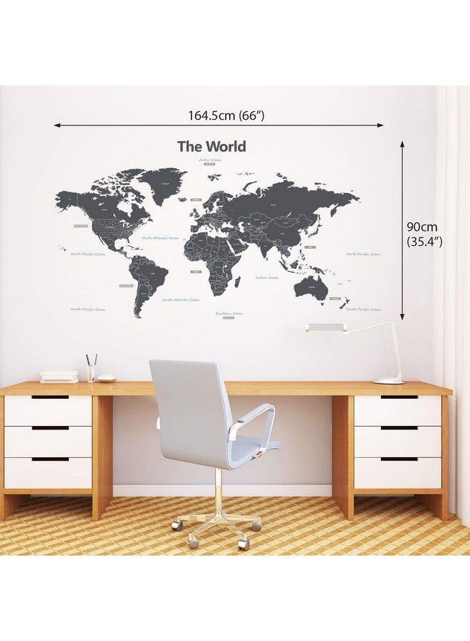 DECOWALL DLT-1609G Modern Grey World Map Kids Wall Decals Wall Stickers Peel and Stick Removable Wall Stickers for Kids Nursery Bedroom Living Room (XLarge) - Image 3