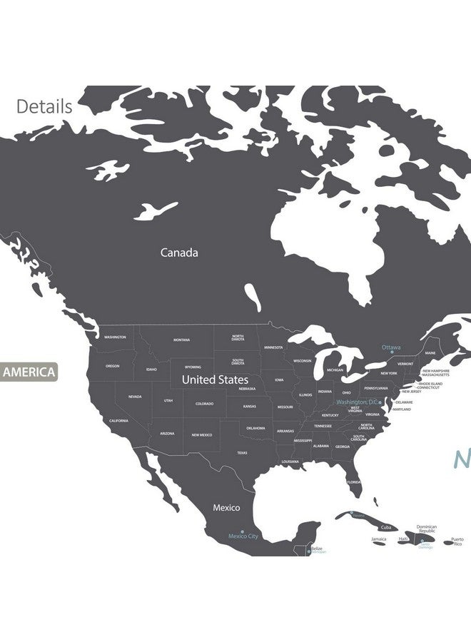 DECOWALL DLT-1609G Modern Grey World Map Kids Wall Decals Wall Stickers Peel and Stick Removable Wall Stickers for Kids Nursery Bedroom Living Room (XLarge) - Image 4