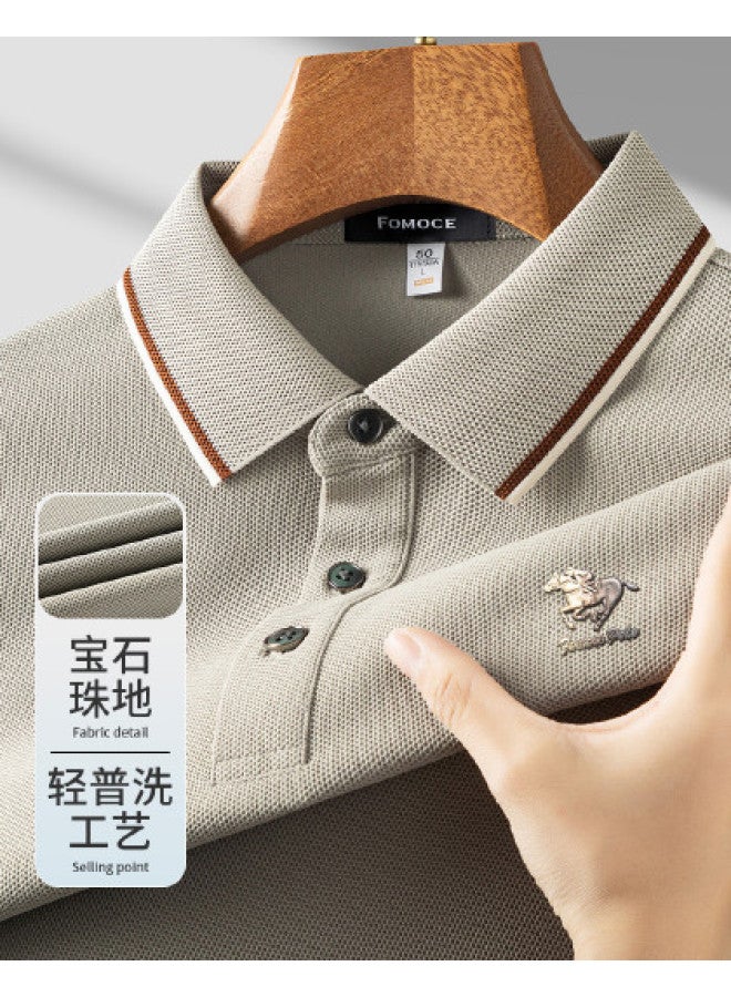 Fomoce summer Solid Color Men's Polo Shirt - Classic Casual Business Style - Image 1