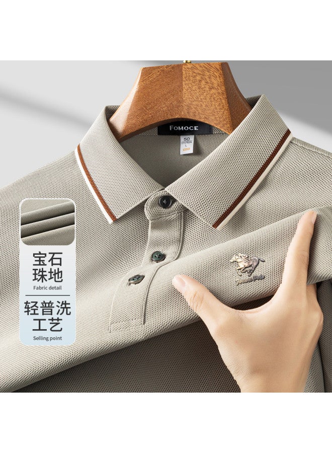 Fomoce summer Solid Color Men's Polo Shirt - Classic Casual Business Style - Image 2
