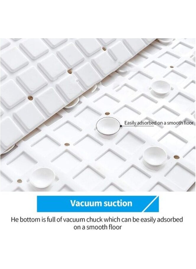 Bathlux - Bathlux Fl-Jh001 Nazaafat53 Non-Slip Bath Mat Shower Rug Pvc Mat Anti-Bacterial Massaging With Vacuum Suction Cup, White, 35 X 78cm - Image 1