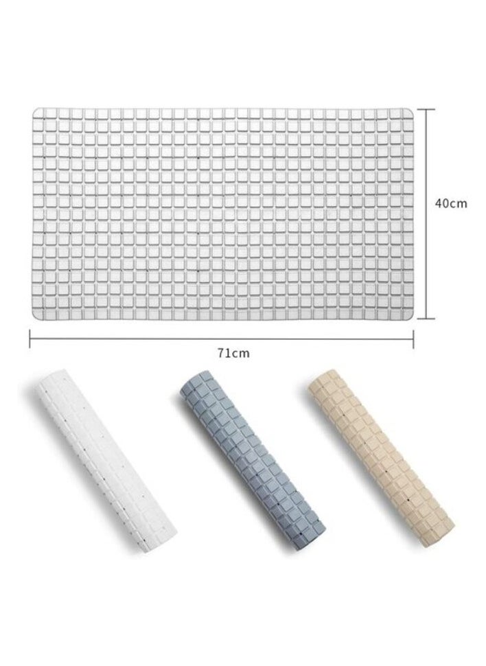Bathlux - Bathlux Fl-Jh001 Nazaafat53 Non-Slip Bath Mat Shower Rug Pvc Mat Anti-Bacterial Massaging With Vacuum Suction Cup, White, 35 X 78cm - Image 1