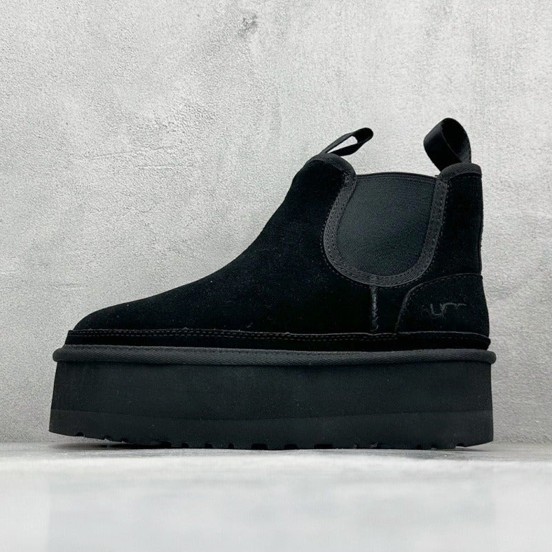 Unisex Winter Snow Boots with Fleece Lining, Thick Platform Sole, Height Increasing, Anti-Slip, Lace-Up Casual Shoes
