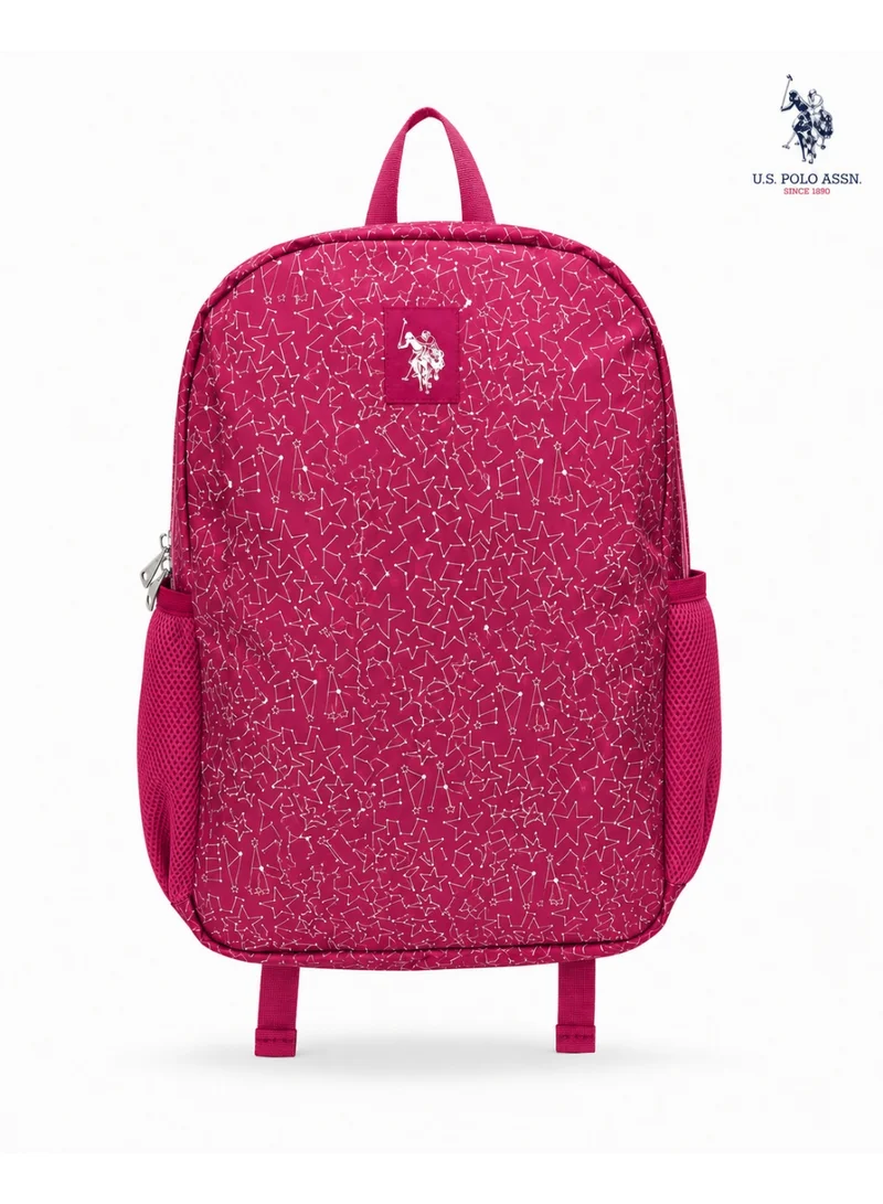 U.S. Polo Assn. U.S. Polo Assn. Classic Fuchsia Geo Line Print Backpack for School and Office MultiCompartment Bag for Campus