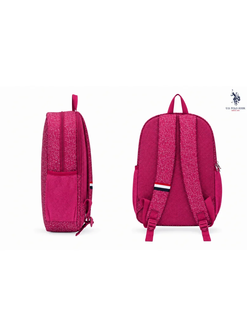 U.S. Polo Assn. U.S. Polo Assn. Classic Fuchsia Geo Line Print Backpack for School and Office MultiCompartment Bag for Campus