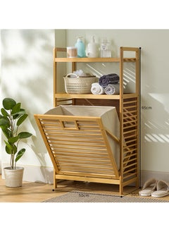 Arabest Laundry Hamper with 2-Tier Shelves & Tilt Out Basket, Laundry Baskets Organizer Hampers Bathroom Storage Shelf for Laundry Room, Bathroom, Nursery, Bedroom, Guest Room, Closet (2 Tier-50cm Length)  - Image 1