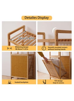 Arabest Laundry Hamper with 2-Tier Shelves & Tilt Out Basket, Laundry Baskets Organizer Hampers Bathroom Storage Shelf for Laundry Room, Bathroom, Nursery, Bedroom, Guest Room, Closet (2 Tier-50cm Length)  - Image 2