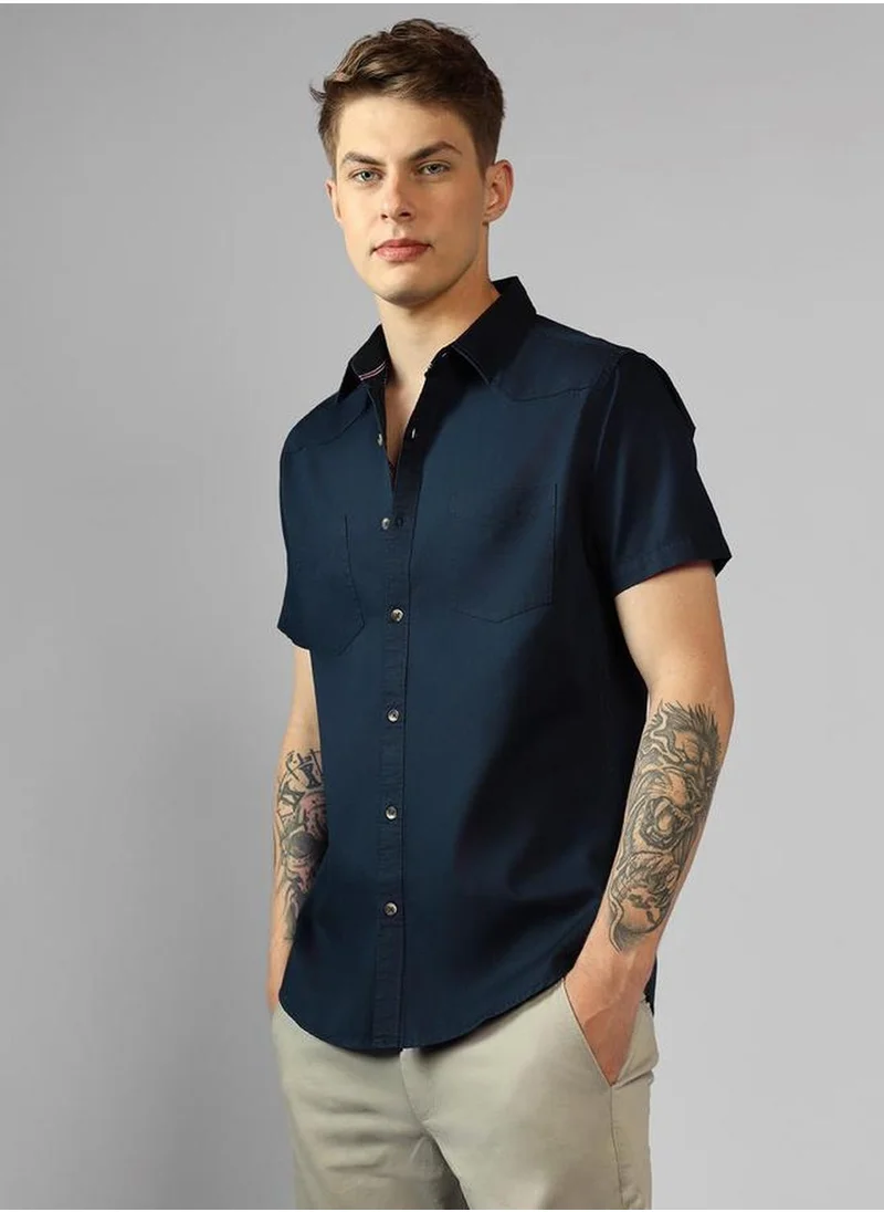 Dennis Lingo Men's Multicoloured 100% Cotton Solid Button Down Relaxed Fit Shirt
