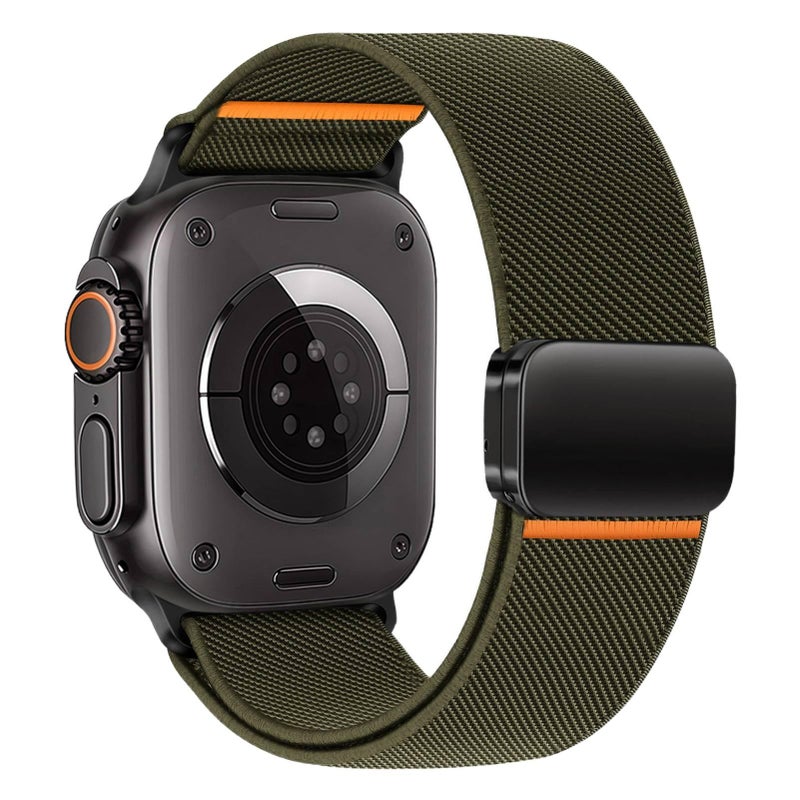 سوار ساعة ذكية باللون أسود قابل للتعديل سوار نايلون حلقي متوافق مع Apple Watch 38/40/41/42/44/45/49mm بملاءمة قابلة للتعديل وحزام بديل - Image 5