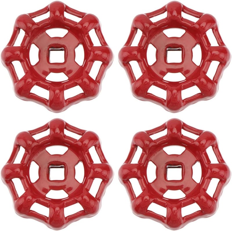 LIFKOME 4pcs Cast Iron Valve Handwheel Handles with Copper Gate Valve 6x6mm Square Bore Replacement Metal Shutoff Wheel - Image 1
