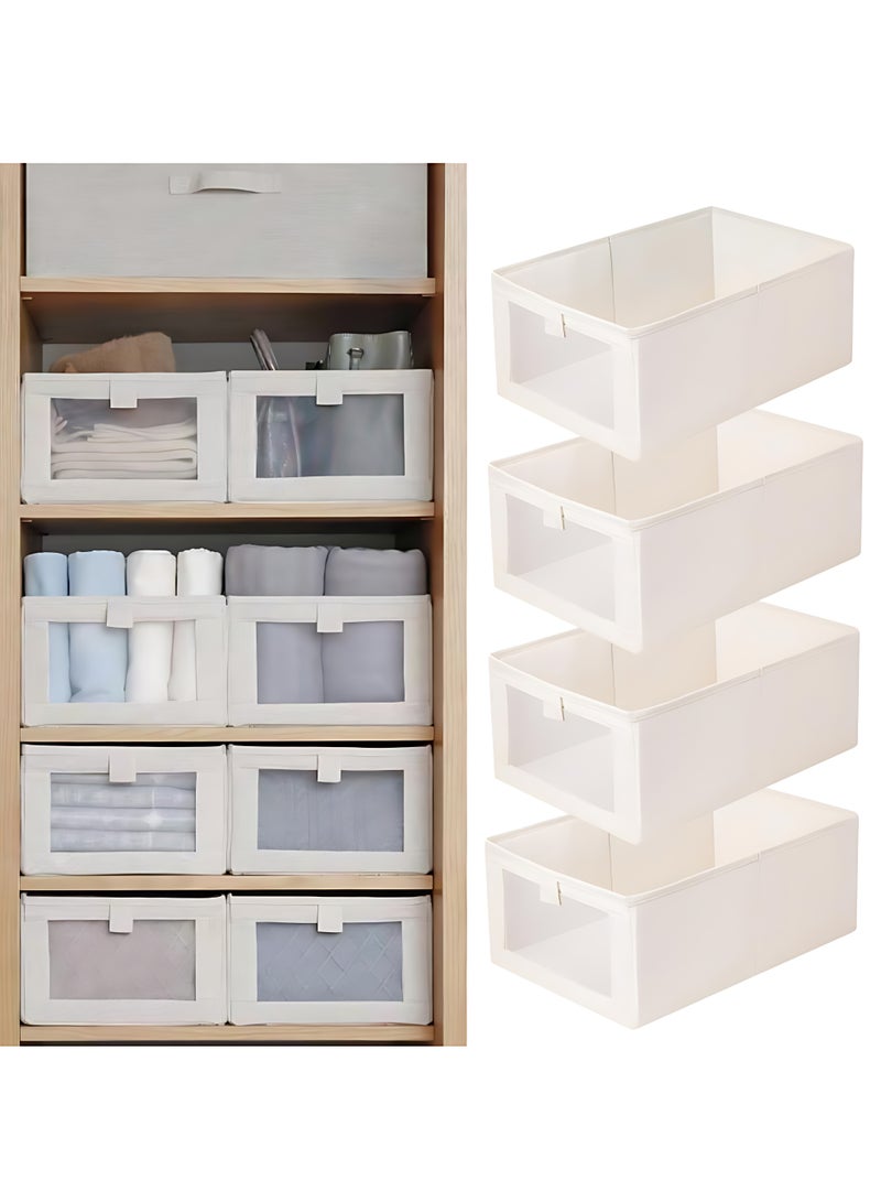 صندوق تخزين منظم ملابس الملابس ، 4 منظمي الدرج والتخزين ، حاويات تخزين منظم الخزانة القابلة للطي لتنظيم ملابس جينز ألعاب الكتب خزانة خزانة خزانة - Image 1
