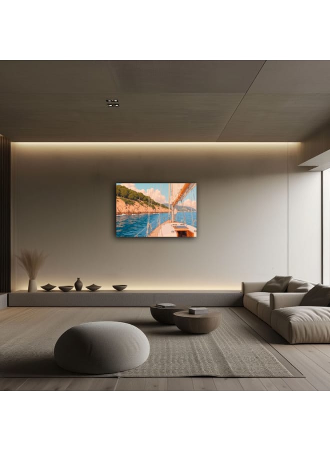 هوم جاليري لوحة فنية جدارية مطبوعة على قماش لمنظر من سطح قارب شراعي على متن يخت - Image 5