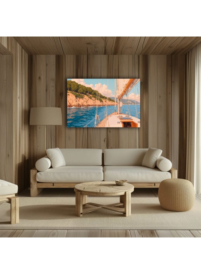 هوم جاليري لوحة فنية جدارية مطبوعة على قماش لمنظر من سطح قارب شراعي على متن يخت - Image 4