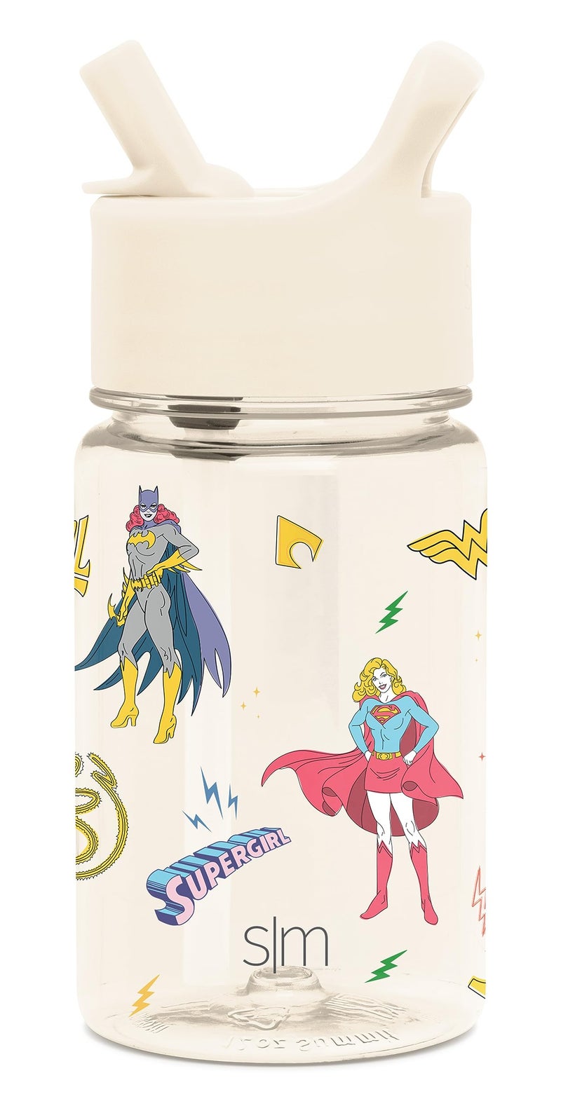 Simple Modern Kids DC Comics Water Bottle Plastic BPA-Free Tritan Cup with Leak Proof Straw Lid | Reusable and Durable for Toddlers, Girls | Summit Collection | 12oz, Super Gals - Image 1