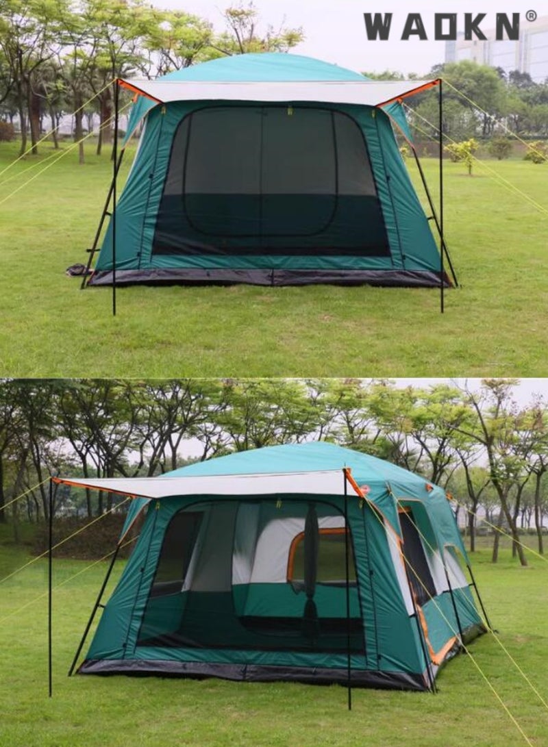 WAOKN Outdoors Two Rooms And One Living Room 5-6 Persons Camp Portable Double-Deck Big Tent，Waterproof,Double Layer,Big Tent for Outdoor,Picnic,Camping,Family Gathering，Parties, Music Festival Tent,Outdoor camping tent two bedrooms and living room family Tents for Camping with Screen Room, Cabin Tent With Porch, Tents with Top Rainfly, Double Layer, Portable Carry Bag - Image 4