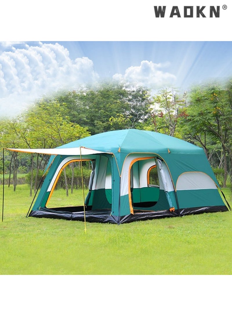WAOKN Outdoors Two Rooms And One Living Room 5-6 Persons Camp Portable Double-Deck Big Tent，Waterproof,Double Layer,Big Tent for Outdoor,Picnic,Camping,Family Gathering，Parties, Music Festival Tent,Outdoor camping tent two bedrooms and living room family Tents for Camping with Screen Room, Cabin Tent With Porch, Tents with Top Rainfly, Double Layer, Portable Carry Bag - Image 2