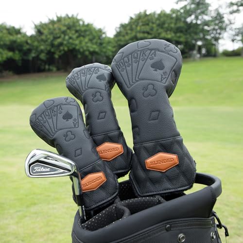 BAIRBRE Golf Club Covers Poker Golf Head Covers Driver Covers Fariway Wood Headcover Hybrid Covers Leather Golf Headcover with Number Tag for All Brand (for Driver) - Image 5