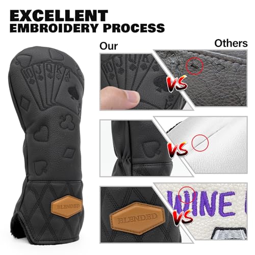 BAIRBRE Golf Club Covers Poker Golf Head Covers Driver Covers Fariway Wood Headcover Hybrid Covers Leather Golf Headcover with Number Tag for All Brand (for Driver) - Image 4