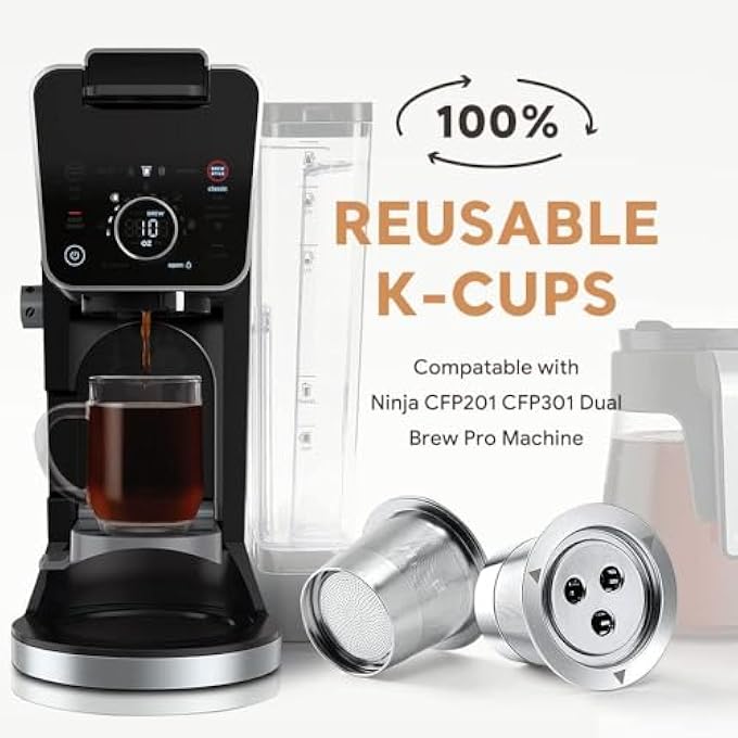 KASTWAVE 2Pack Stainless Steel Reusable K Cups Filters Designed For Ninja Dual Brew Coffee Maker Sustainable Coffee Pods Solution Compatible With Ninja Cfp201 Cfp301 Dual Brew Pro Machine - Image 5