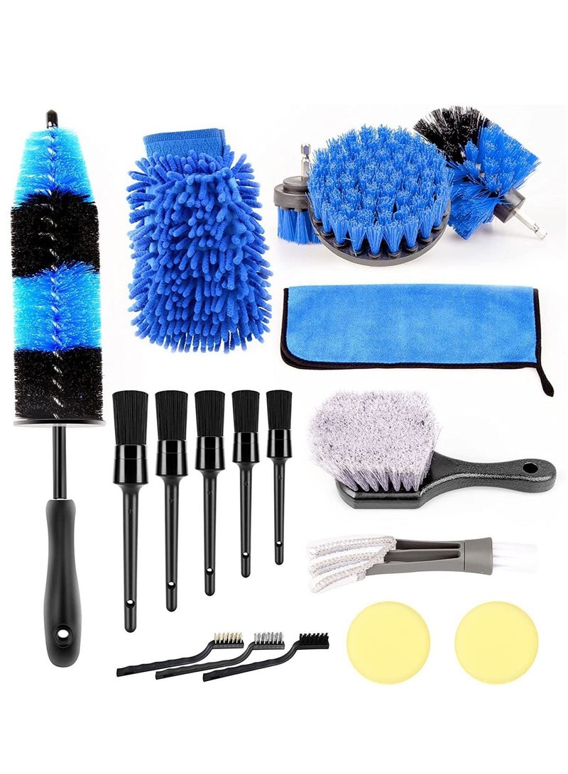 Sharpdo 18-Pieces Set Car Wash Cleaning Tool Kit HX-18 Blue Black - Image 1