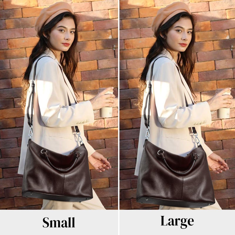 Kattee Genuine Leather Purses for Women, Top Handle Handbag with Crossbody Shoulder Strap - Image 1