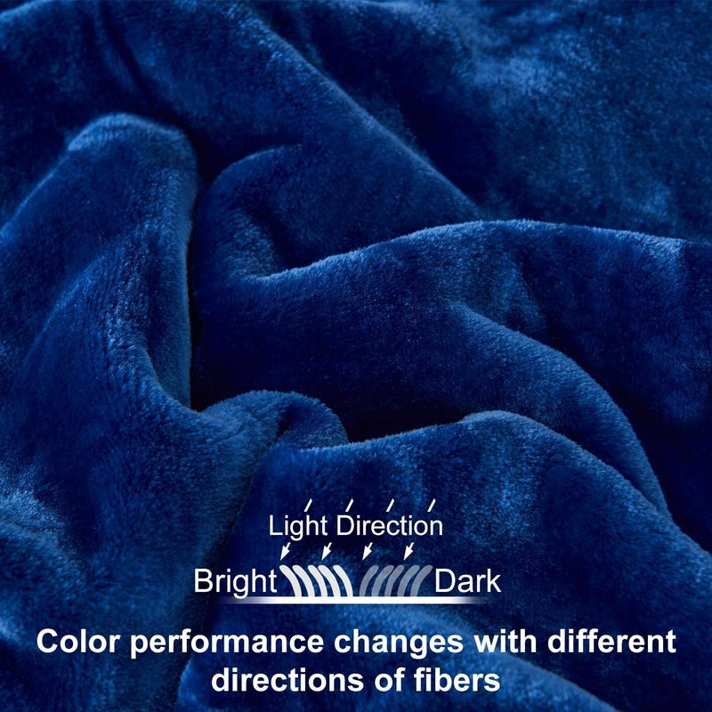 JYK Fleece Plush Blanket - 3.5 LB, 1 Ply Lightweight Korean Style Mink Blanket, Queen 79" x 91" - Super Soft, Warm & Cozy, Microfiber Bed Blanket for All Seasons, Navy - Image 3