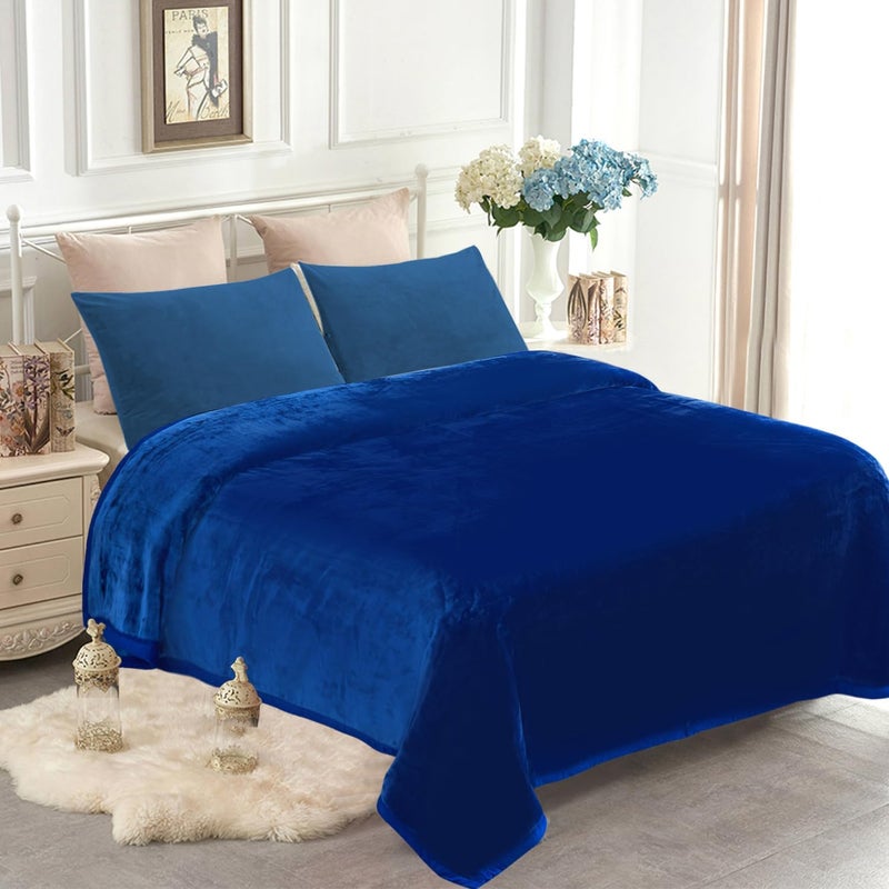 JYK Fleece Plush Blanket - 3.5 LB, 1 Ply Lightweight Korean Style Mink Blanket, Queen 79" x 91" - Super Soft, Warm & Cozy, Microfiber Bed Blanket for All Seasons, Navy - Image 1