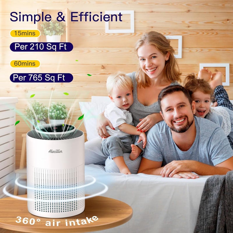حزمة من 2 أجهزة تنقية الهواء للمنزل بمرشحات HEPA، جهاز تنقية الهواء المحمول مع ضوء ليلي والتحكم في السرعة، لغرفة النوم وغرفة المعيشة، نظام ترشيح 24 ديسيبل، AP070B - Image 3