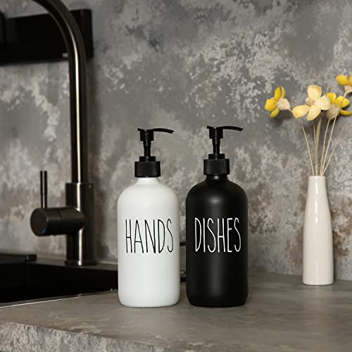 MOMEEMO Soap Dispenser Set 2 Pack, Contains Hand and Dish Soap Dispenser, Perfect for Black and White Kitchen Decor. (Black & White) - Image 3