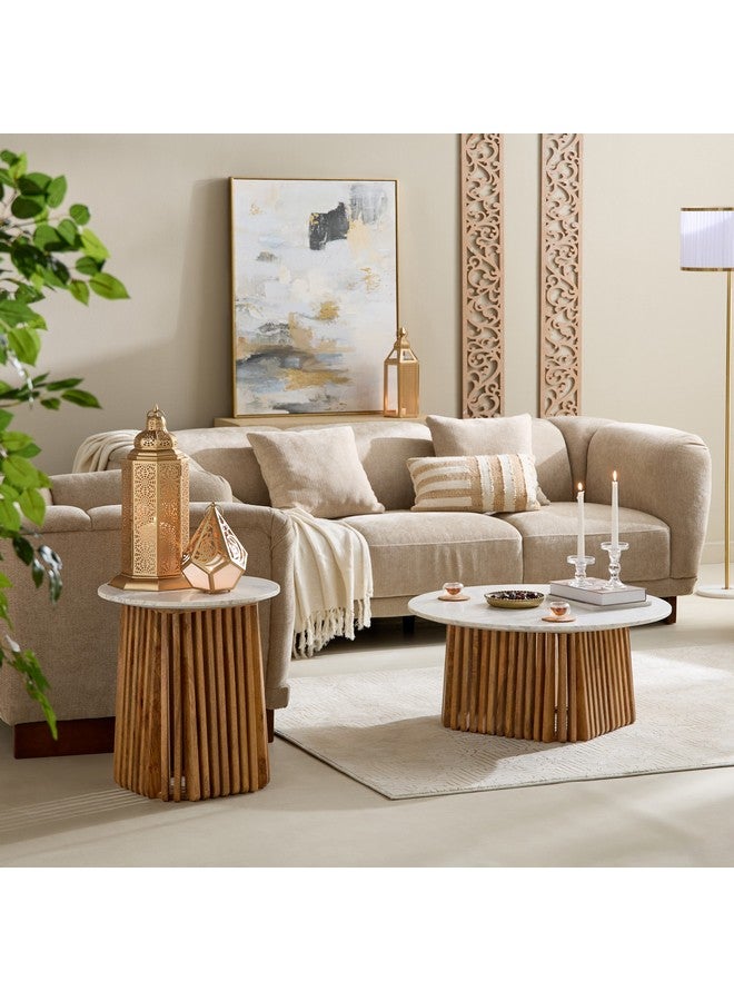 Home Box Dolce Marble Top End Table 50 x 55 x 50 cm  - Image 5